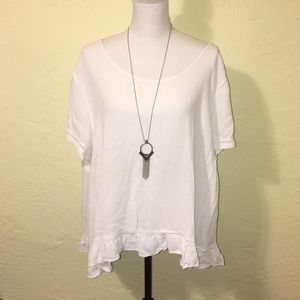 Torrid White Ruffle Blouse